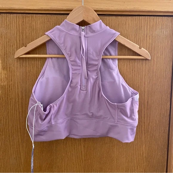 KYODAN • NEW! High Neck Zip Back Floral Swimsuit Top UPF 40 - Pastel Purple - Picture 6 of 16